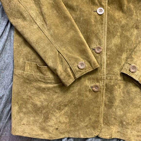 Vintage St. Johns Bay Washable Suede Jacket Blazer Womens MEDIUM Olive Green - Picture 10 of 13